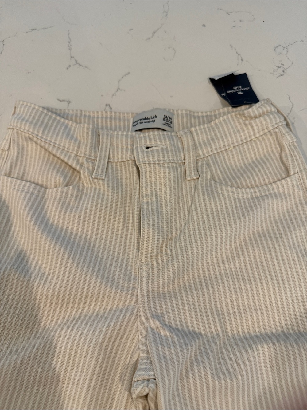 abercrombie kids Cream & White Pinstripe Jeans